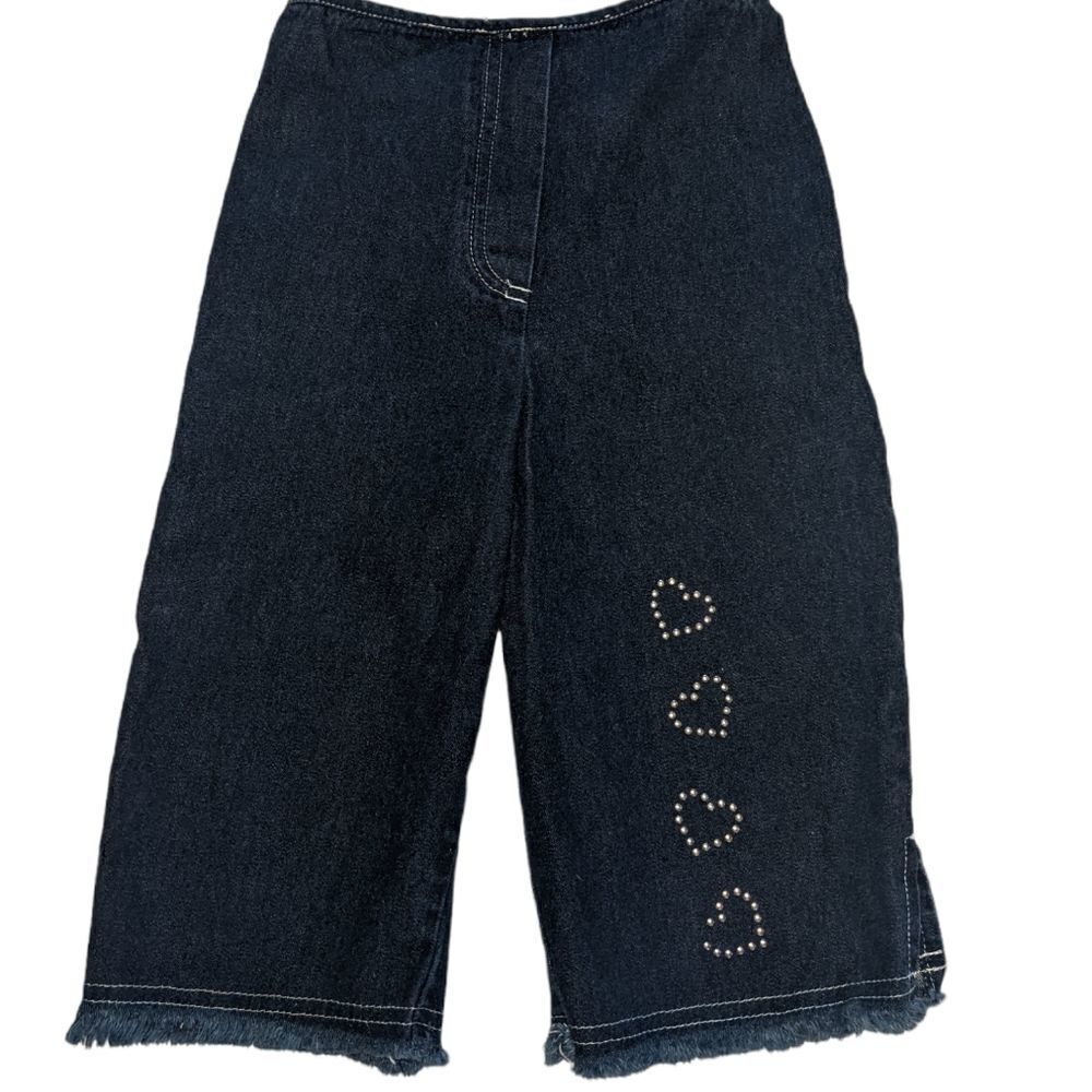Vintage denim  girls culottes size 6 youth sequin hearts‎